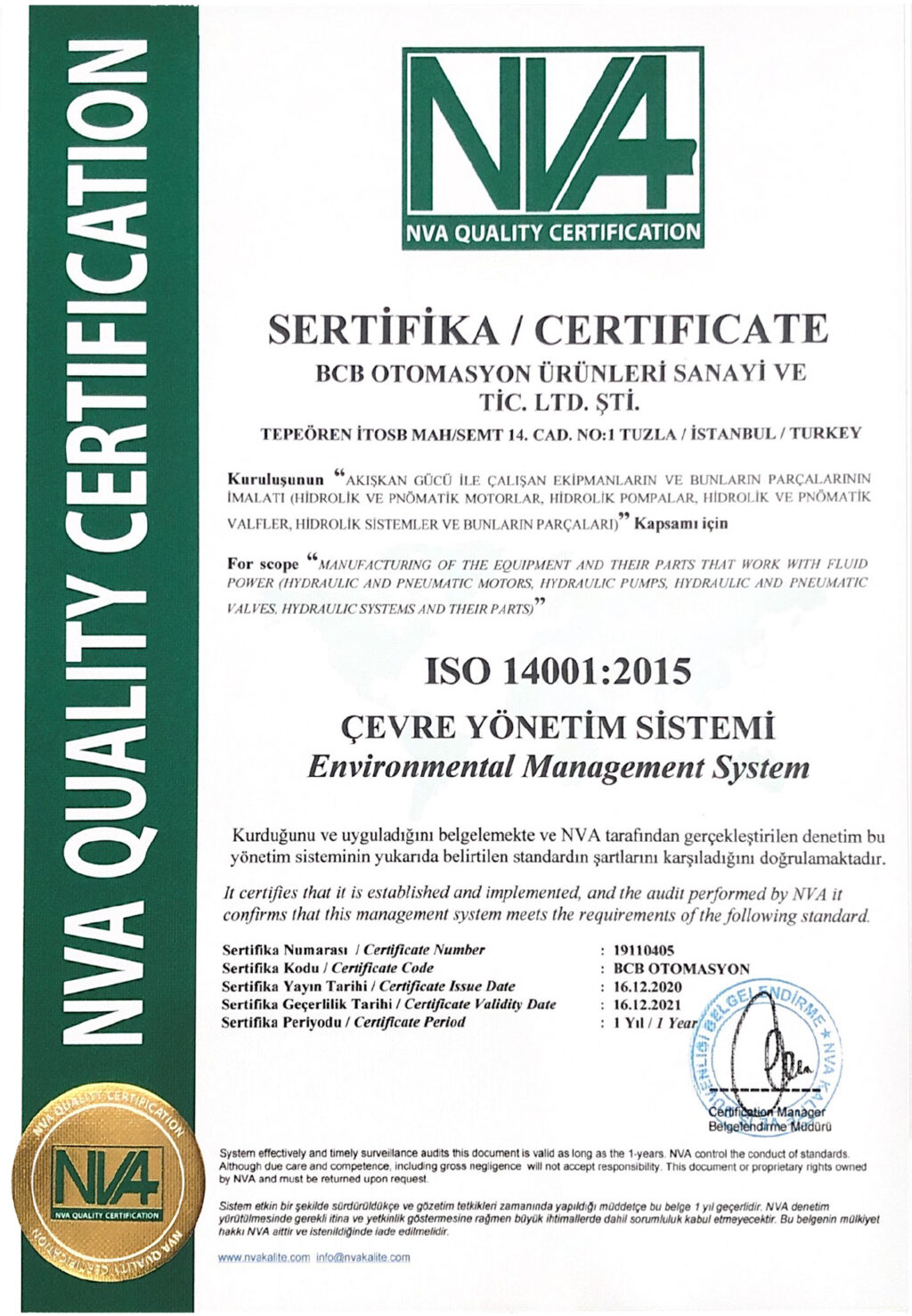 ISO 14001 – BCB Otomasyon